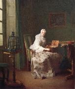 Jean Baptiste Simeon Chardin Lady with a bird-organ oil